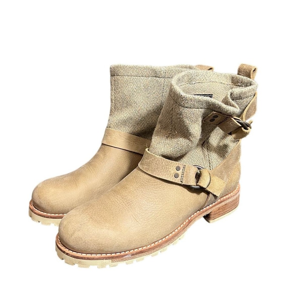 Woolrich Footwear Ankle Boots Womens 10 Tan Leather Wool WW5280-080-10 Buckle